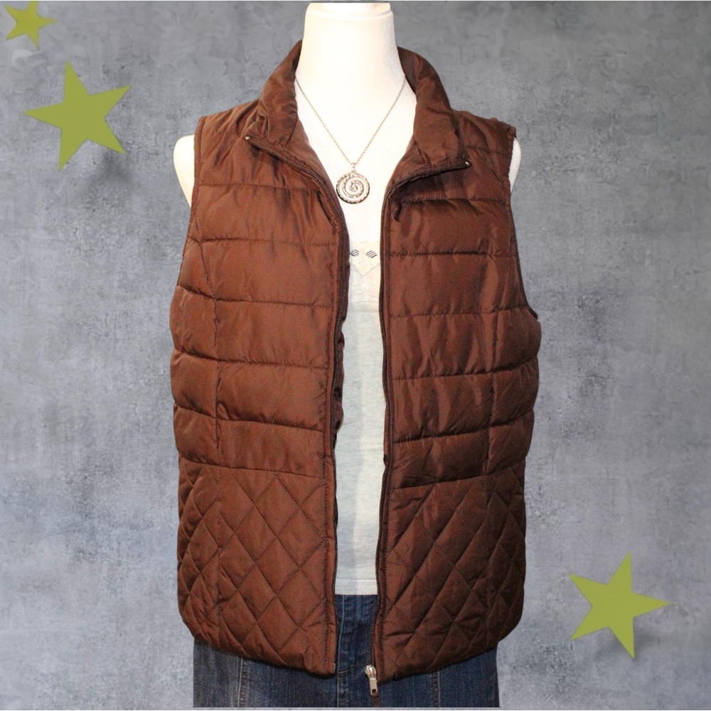 Laura Scott Brown Puffer‎ Vest Size Small